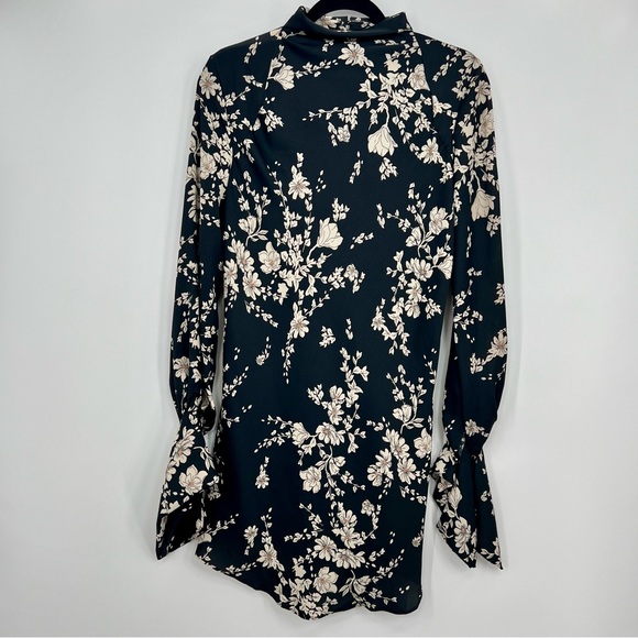 Free People Women Flounce Sleeve High Neck Mini Dress Black Floral Bareback S - Picture 4 of 10